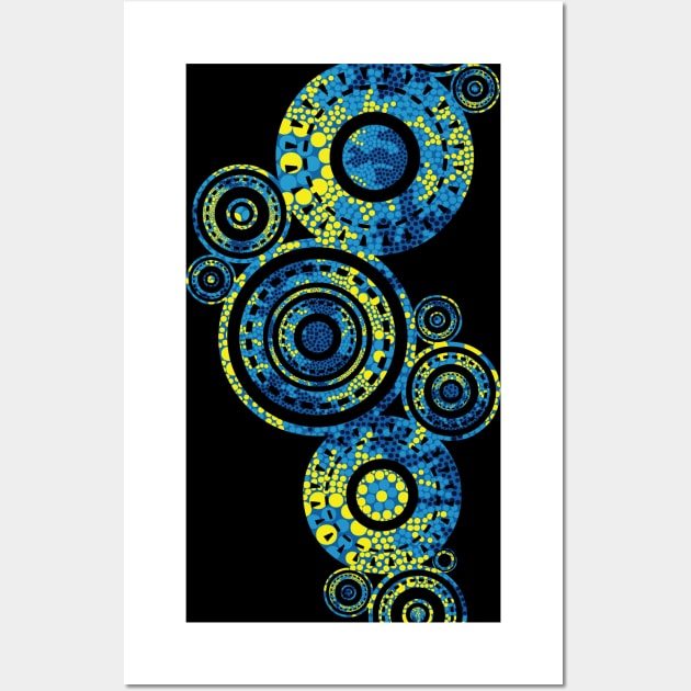 Aboriginal Art - Circles Black Wall Art by hogartharts